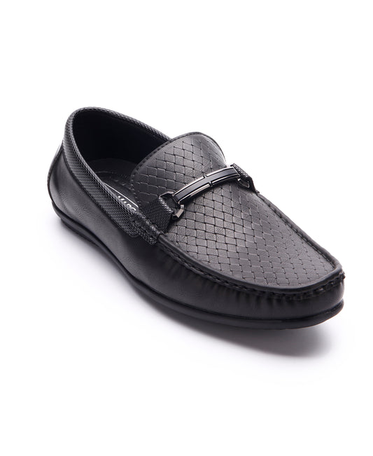 Embossed Step Moccasins - Black
