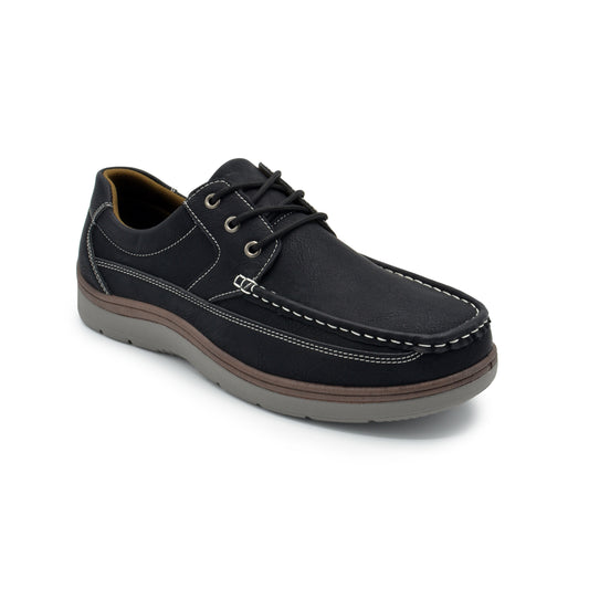 Lace-Up Moc Toe Newport Shoes - Black