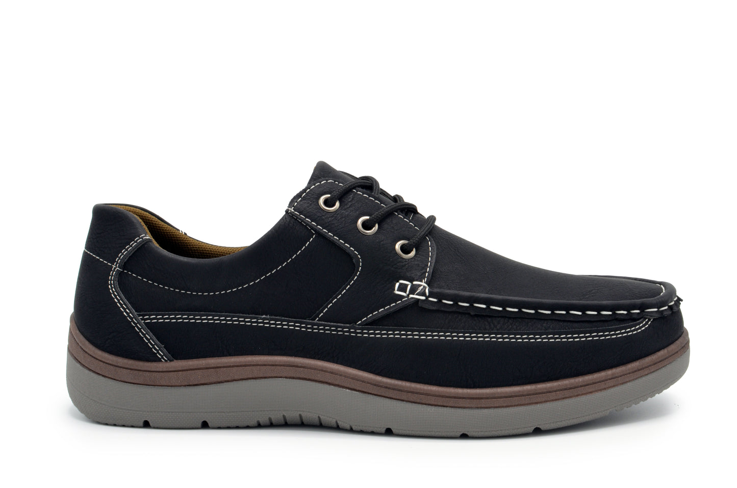 Lace-Up Moc Toe Newport Shoes - Black