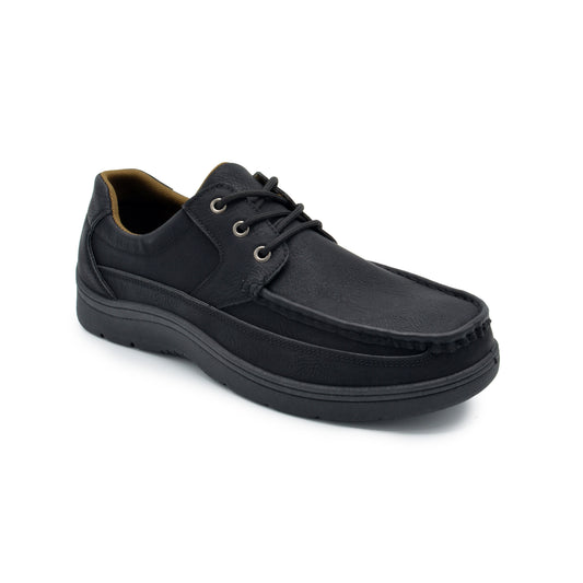 Lace-Up Moc Toe Newport Shoes - Black-Black