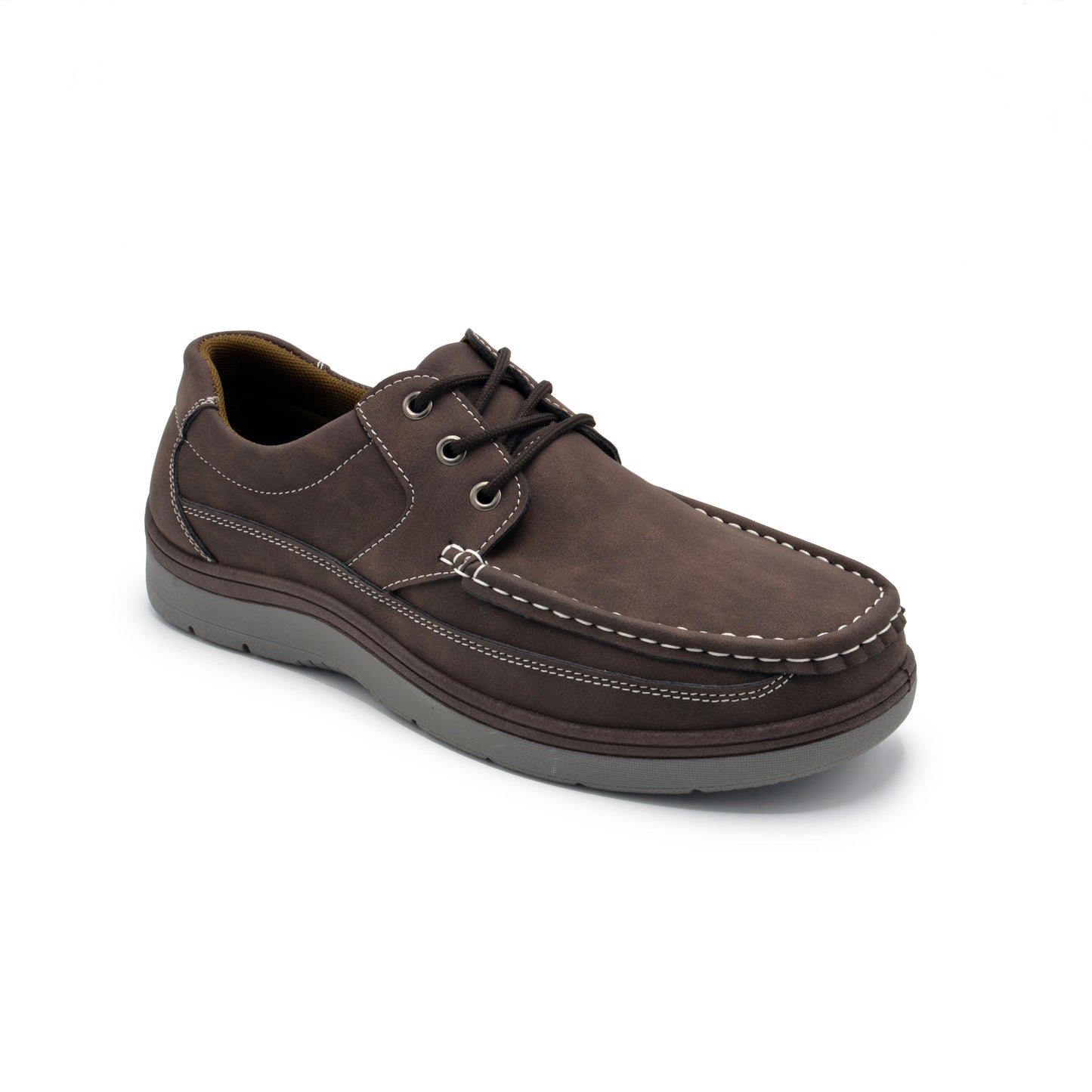 Lace-Up Moc Toe Newport Shoes - Brown