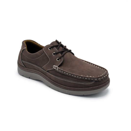 Lace-Up Moc Toe Newport Shoes - Brown