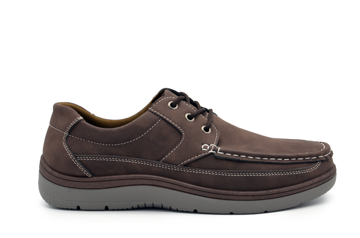 Lace-Up Moc Toe Newport Shoes - Brown