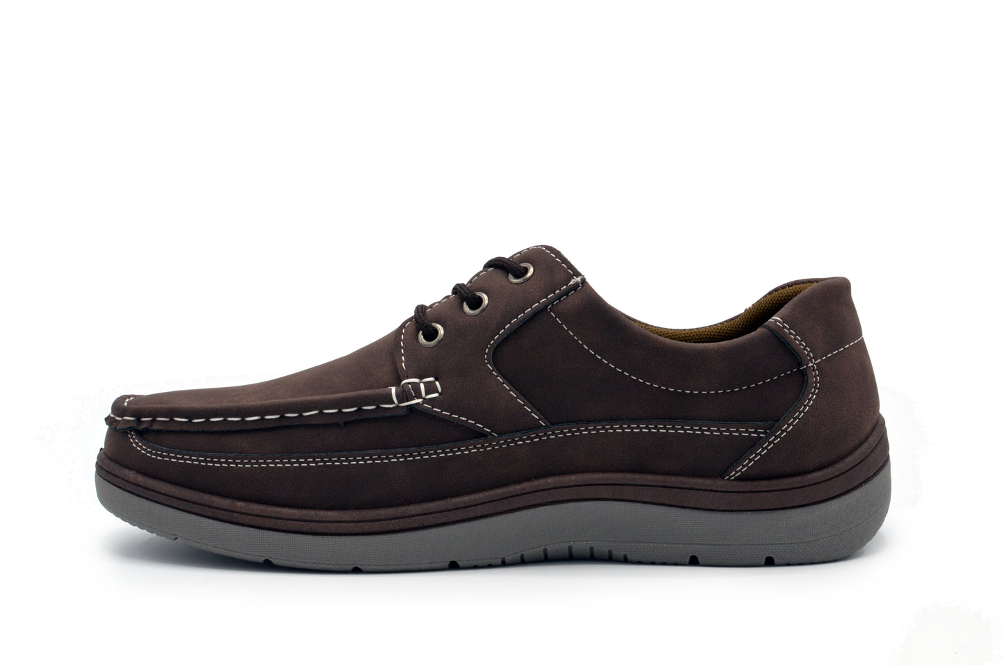 Lace-Up Moc Toe Newport Shoes - Brown