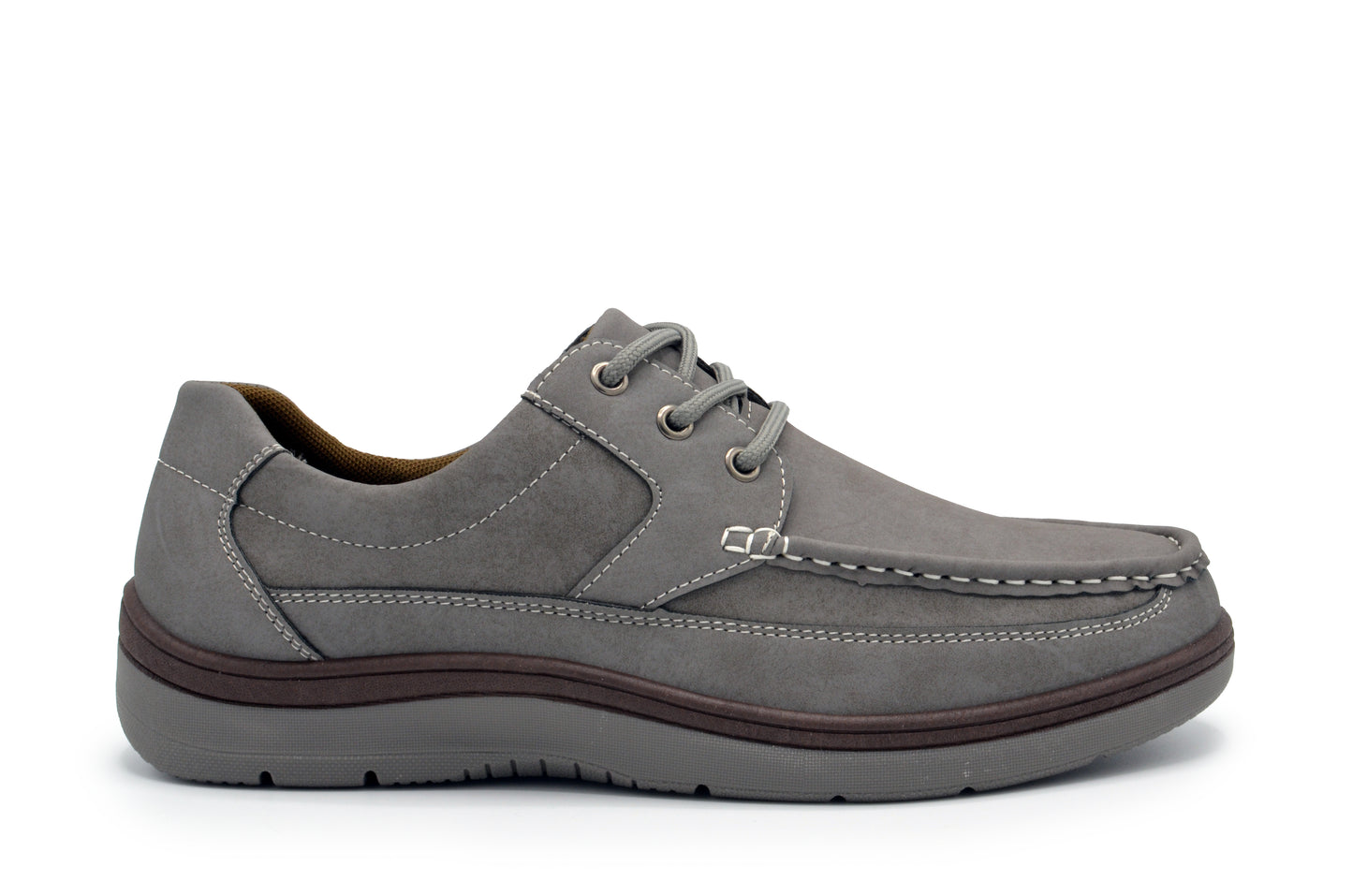 Lace-Up Moc Toe Newport Shoes - Grey