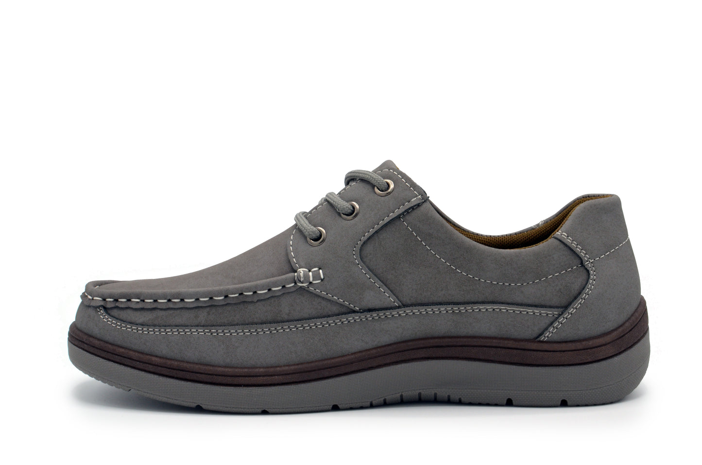 Lace-Up Moc Toe Newport Shoes - Grey