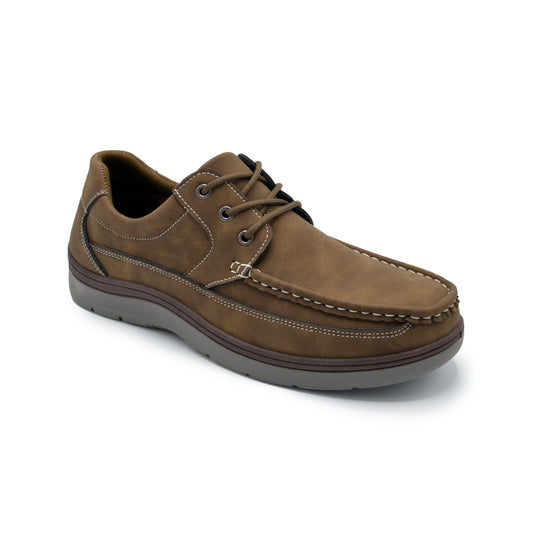 Lace-Up Moc Toe Newport Shoes - Tan