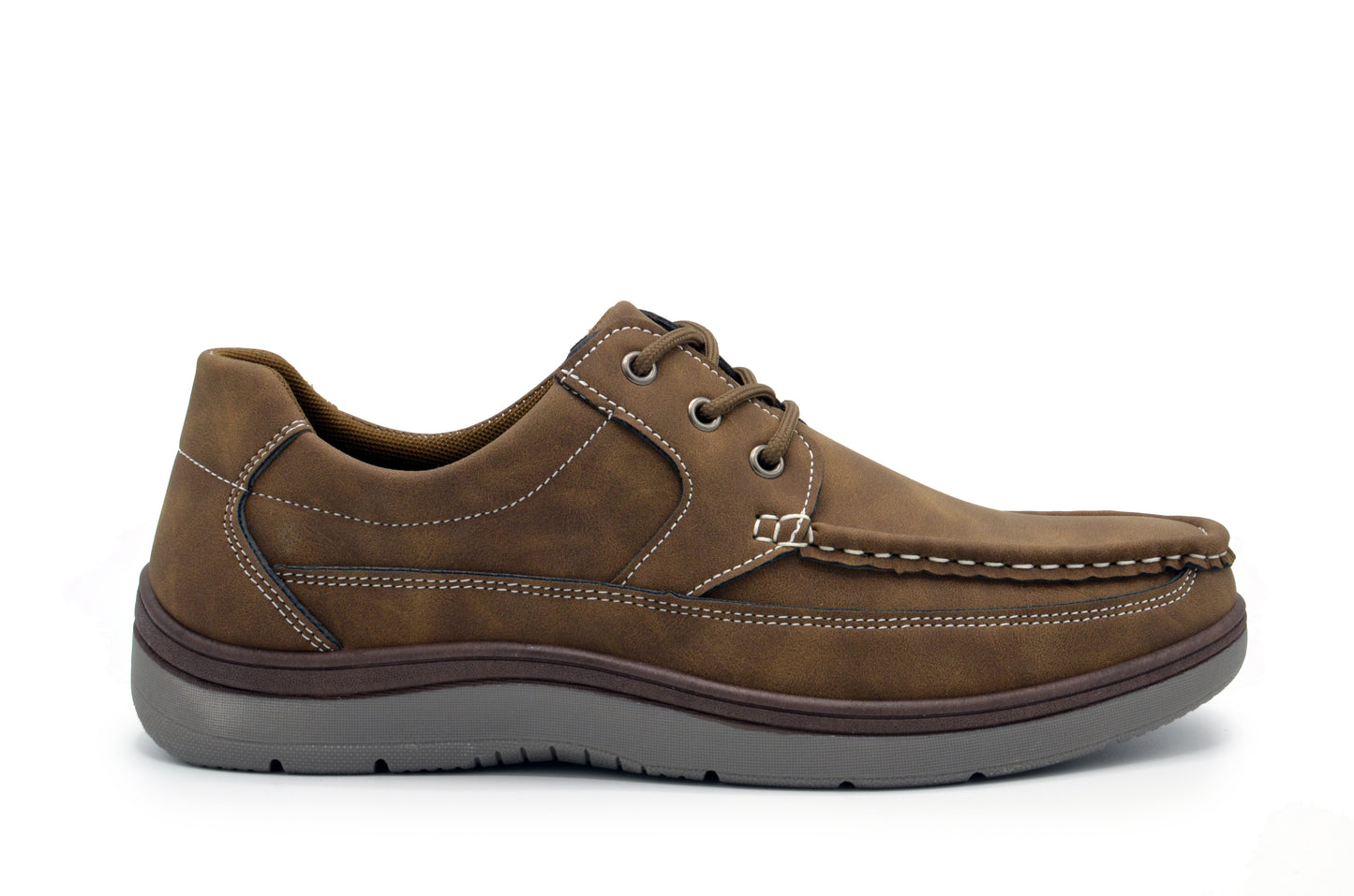 Lace-Up Moc Toe Newport Shoes - Tan