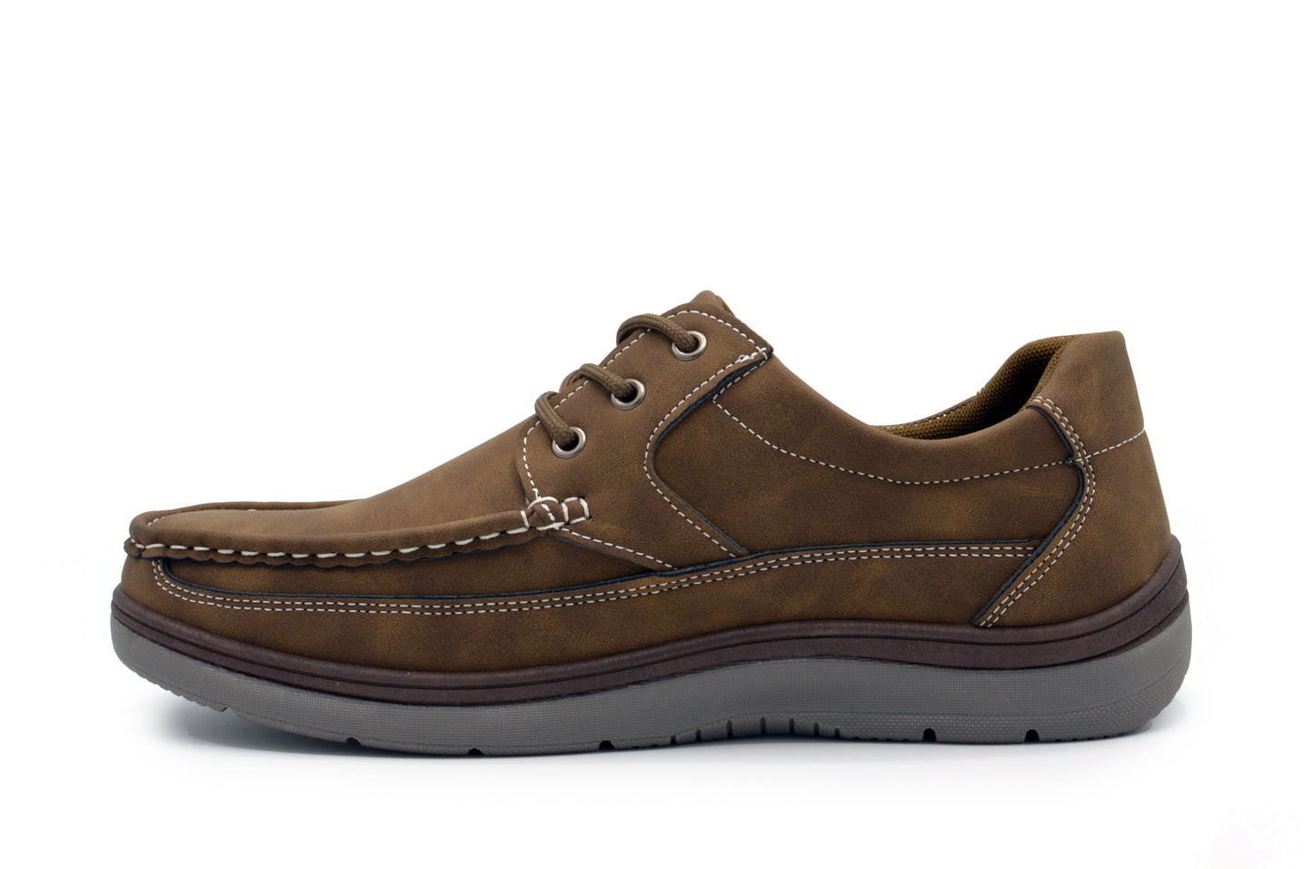 Lace-Up Moc Toe Newport Shoes - Tan