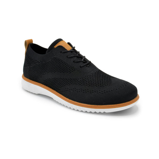 Knit Clapton Wingtip Oxford Shoes - Black