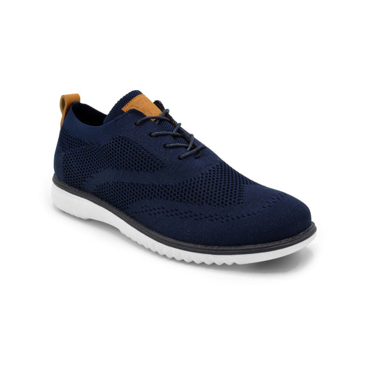 Knit Clapton Wingtip Oxford Shoes - Navy