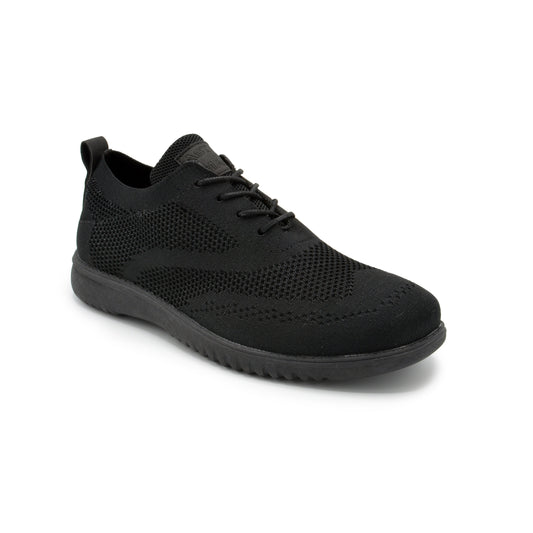 Knit Clapton Wingtip Oxford Shoes - Black-Black
